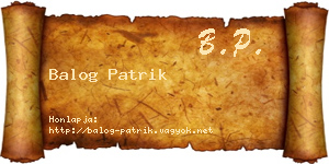 Balog Patrik névjegykártya